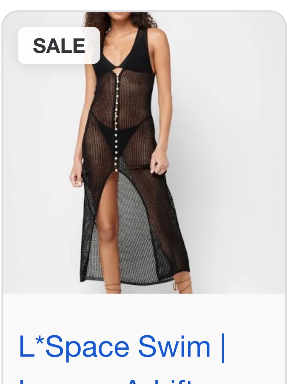 l*space Black Sheer Button-Front Swim Coverup Dress